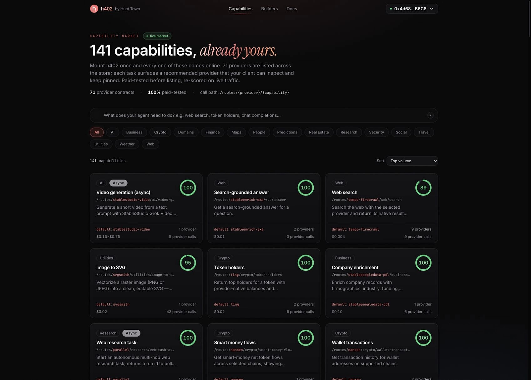 h402 capability catalog with categories and available providers